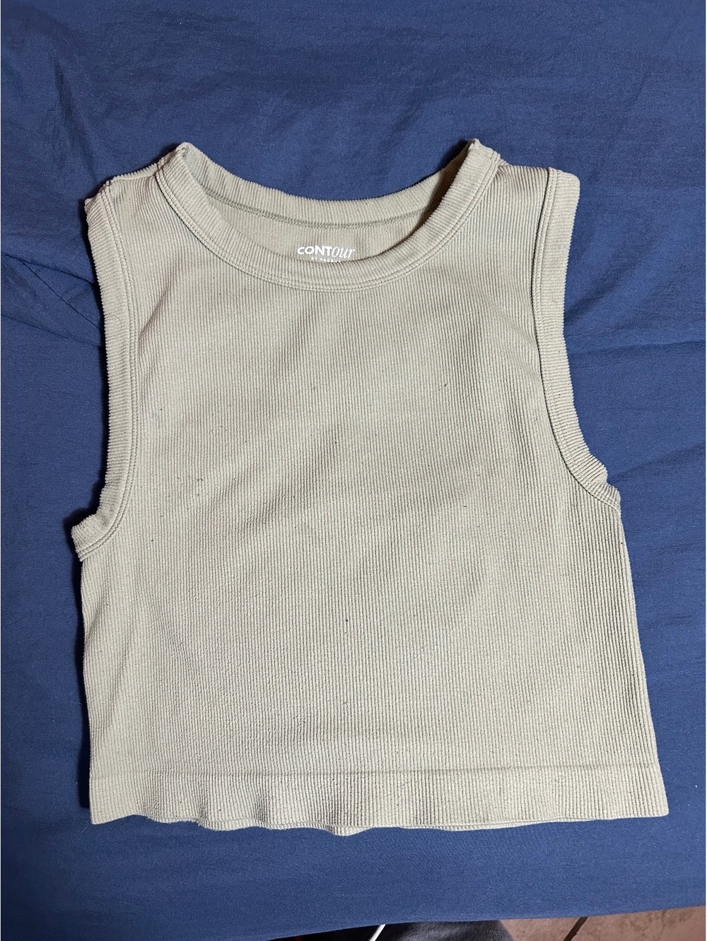 Contour by PacSun Ribbed Sleeveless Crop Top in Beige size S